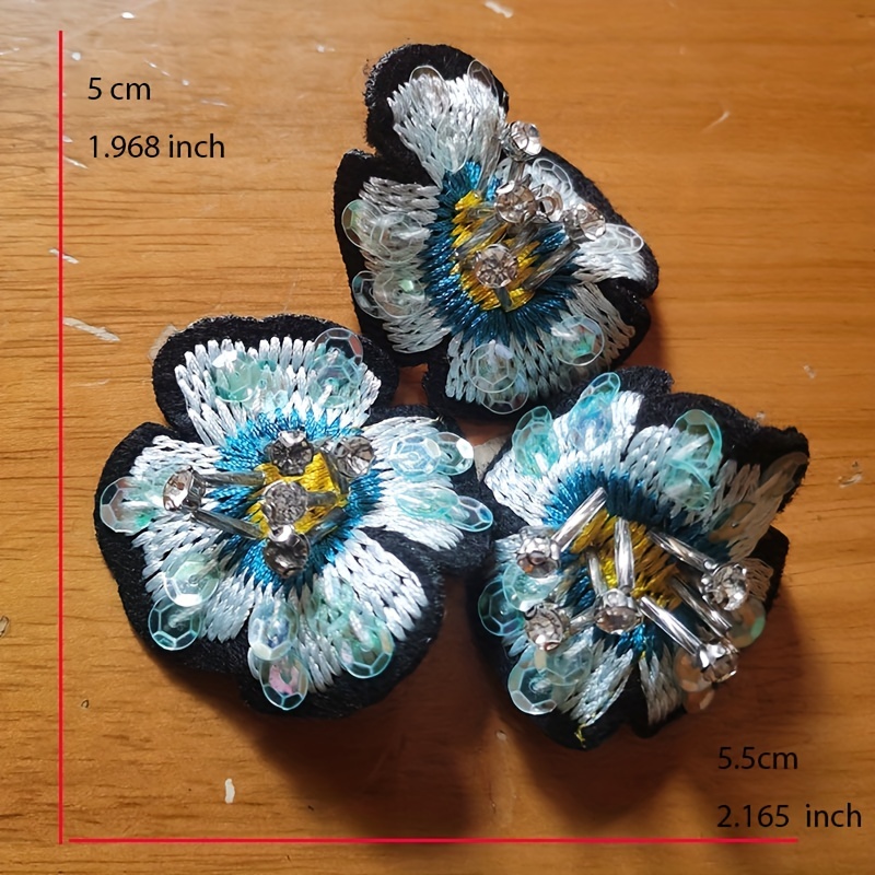 2 Piezas Flores Pájaros Bordados Abalorios Cristal 3d - Temu