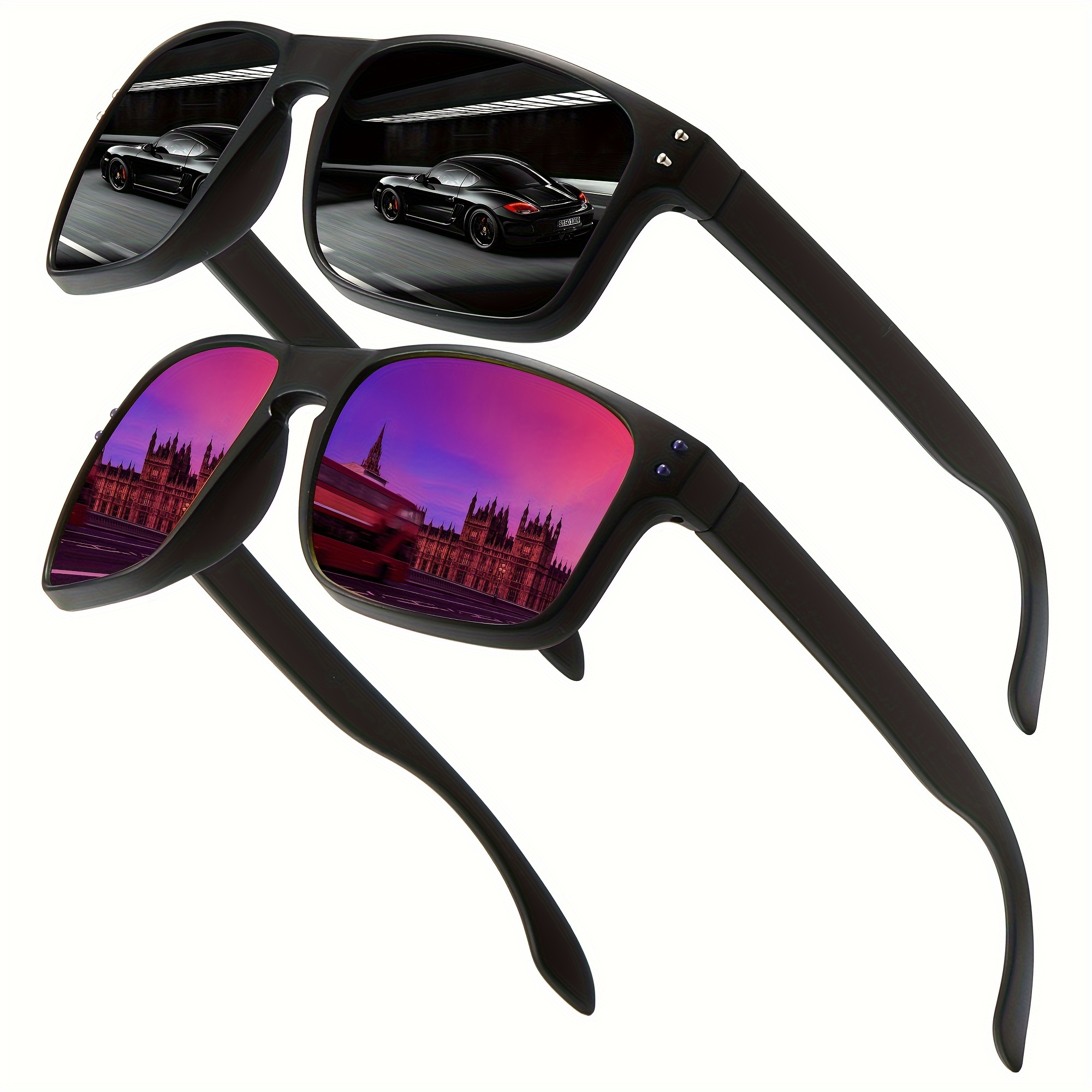 1pair 2pairs Trendy Classic Square Polarized Sunglasses For Men