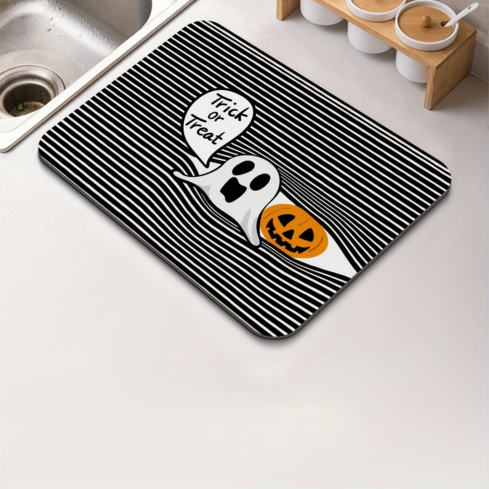 Polyester Drain Mat Happy Halloween Dish Drying Mat - Temu