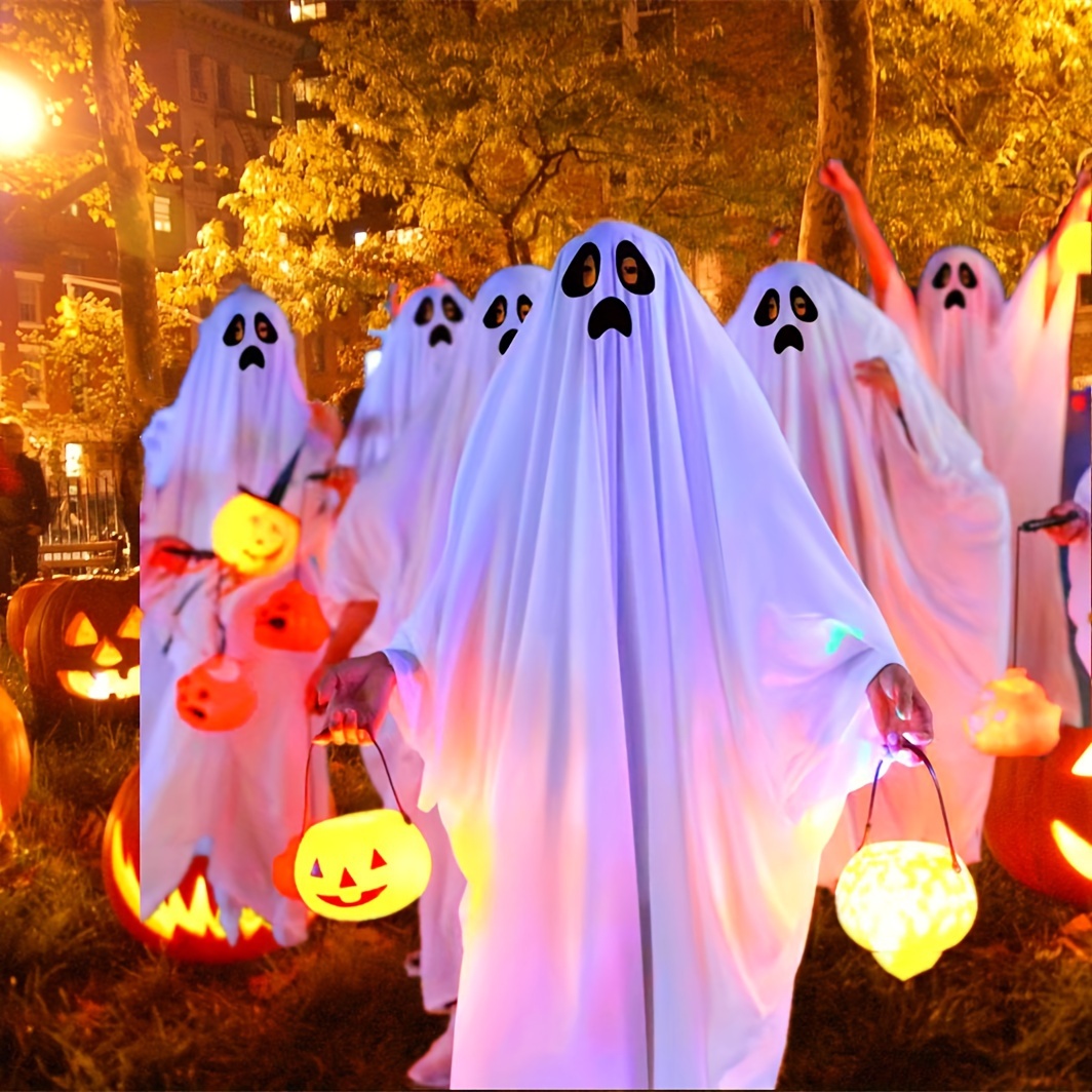 1pc Halloween Fantôme Blanc Longue Robe Costume De Visage De