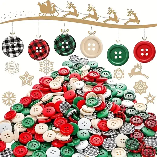 Christmas Wooden Buttons 6 Colors Lattice Wooden Buttons 4 - Temu
