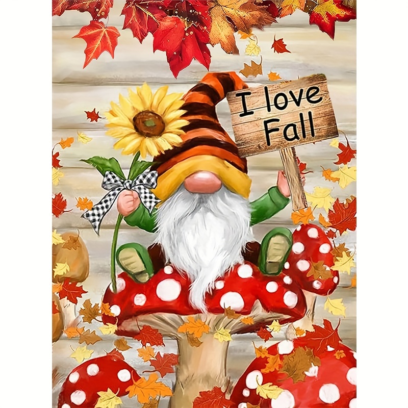 Fall Diamond Art Painting Kits for Adults - Gnome Round Full Drill