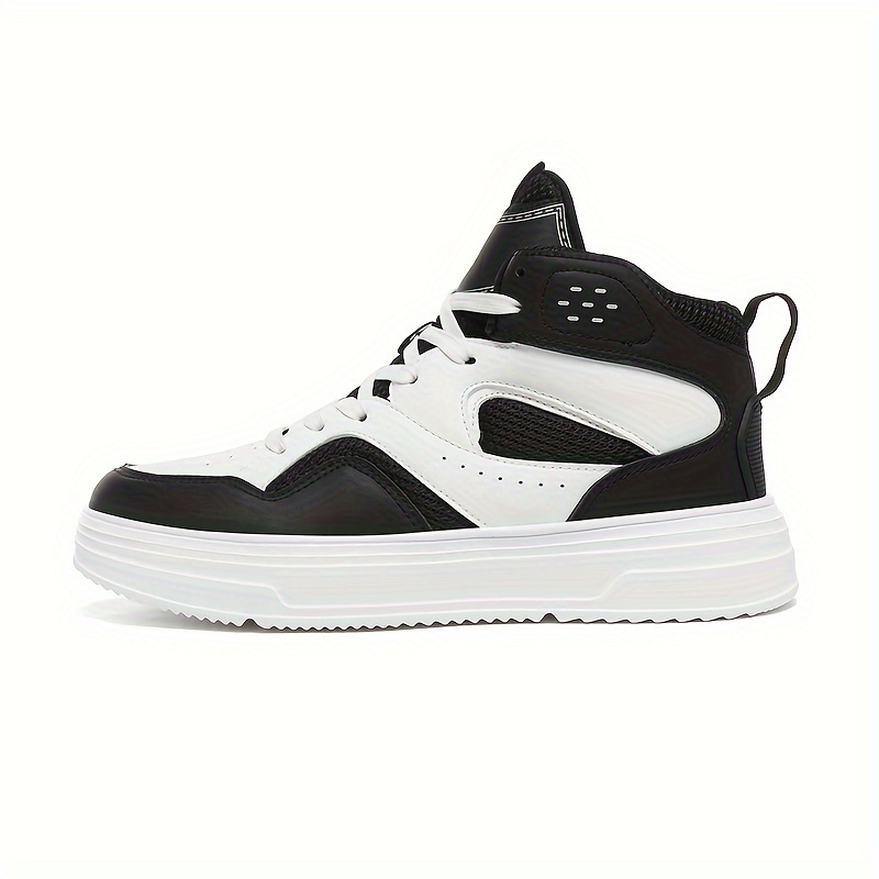 Plus Size Men's Trendy Solid/Colour Block High Top Skate Shoes, Comfy Non Slip Casual Soft Sole Sneakers For Men's Outdoor Activities