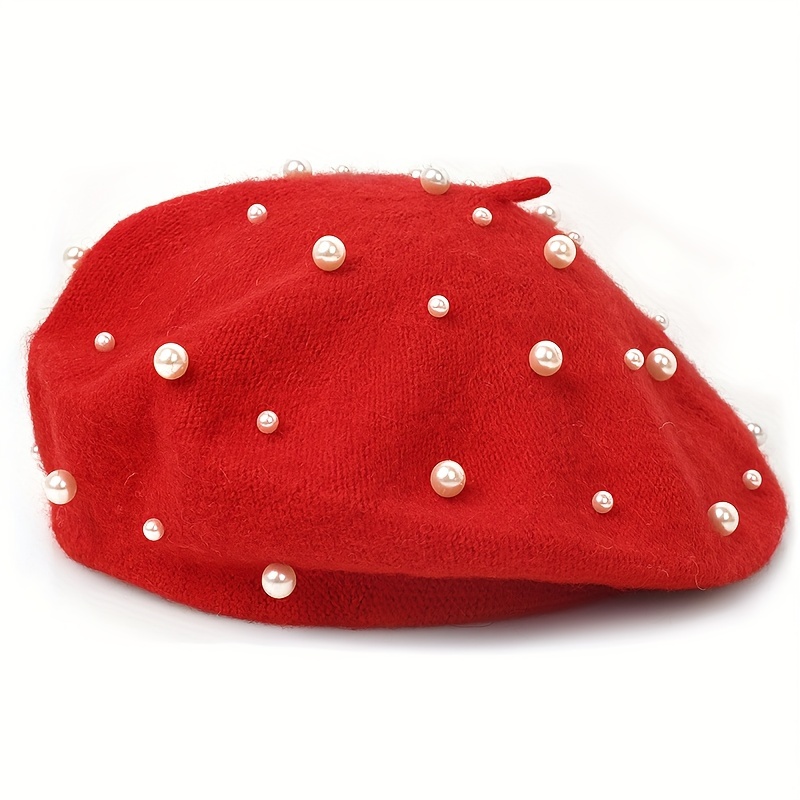 Pearl Women's Solid Warm Beret for Daily Use