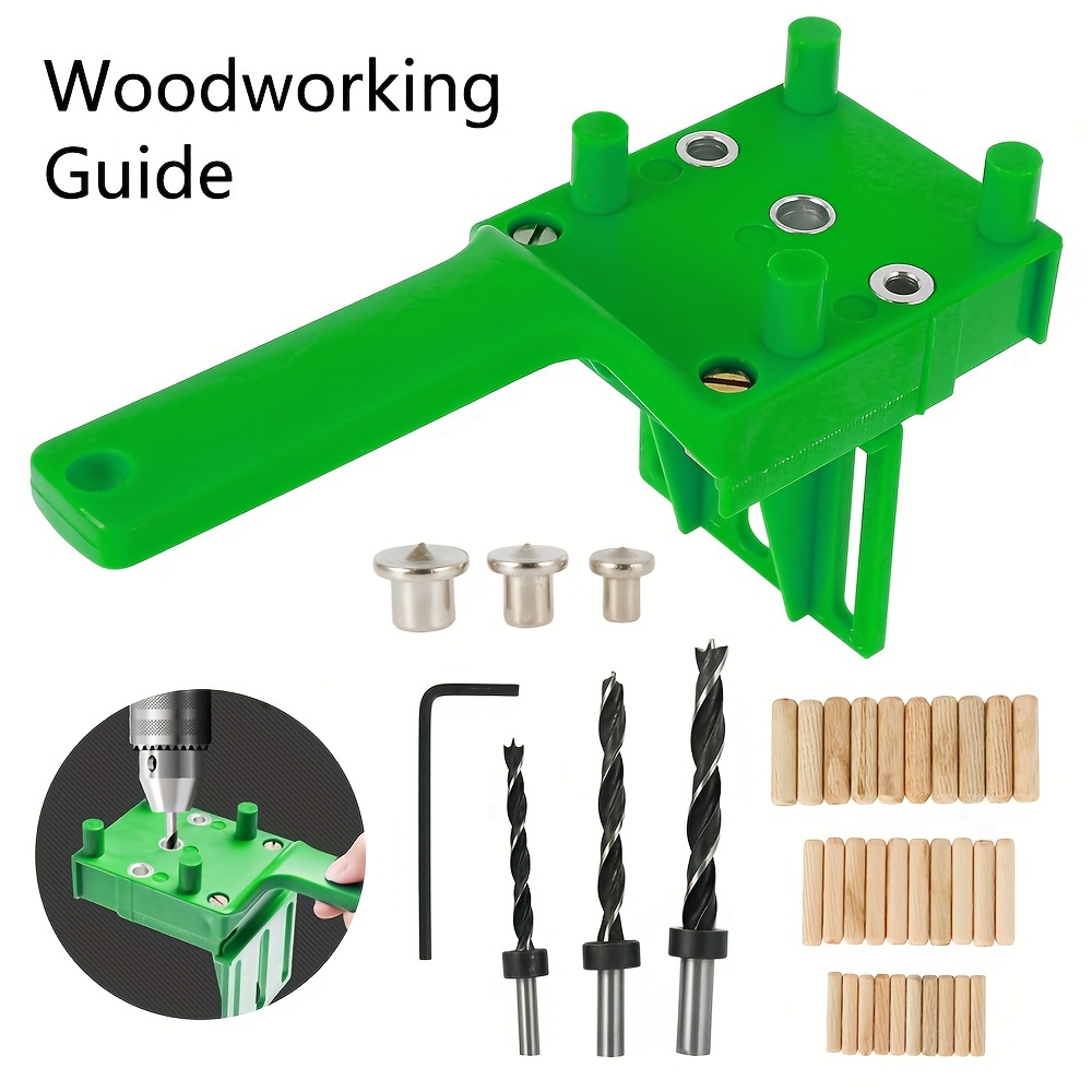 Kit de perçage de trous droits pour le travail du bois, Guide de perçage  pour chevilles en bois, Kit de scie cloche 8 pièces/ensemble