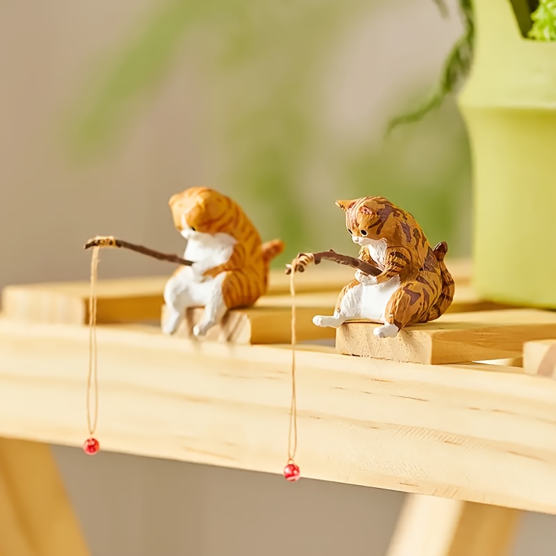 Luminous Miniature Cat Figurines Resin Cute Small - Temu