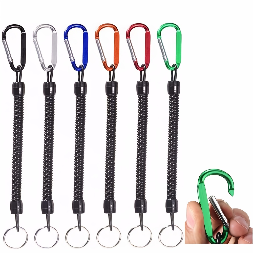 Fishing Coiled Lanyard, Heavy Duty Fishing Lanyard, Retractable Tool  Lanyard, Fishing Tools Safety Rope Extension Cord Tether, with Carabiner,  for