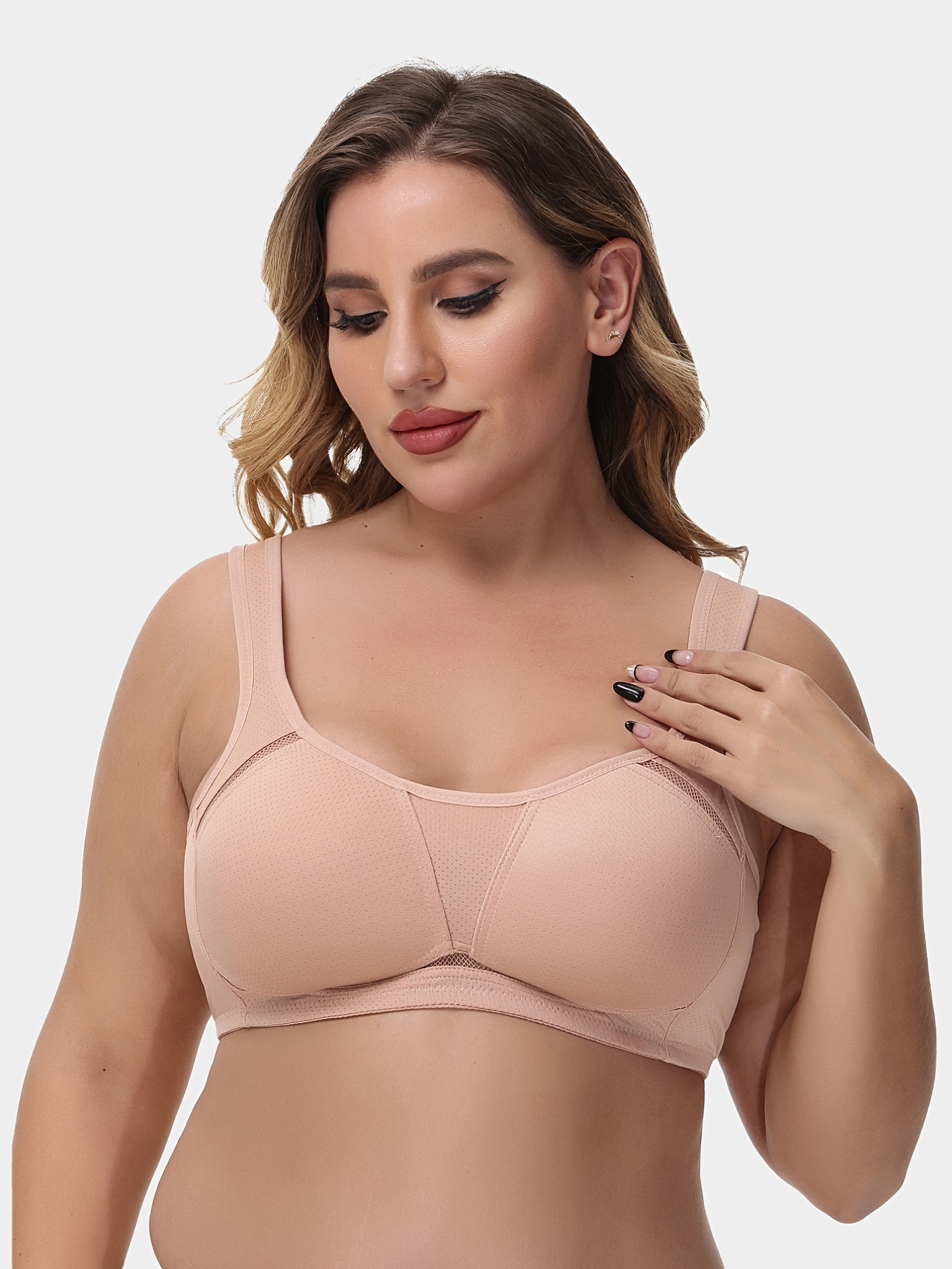 Women's Wireless Full Coverage Bra Wide Straps Sexy Hollow Out