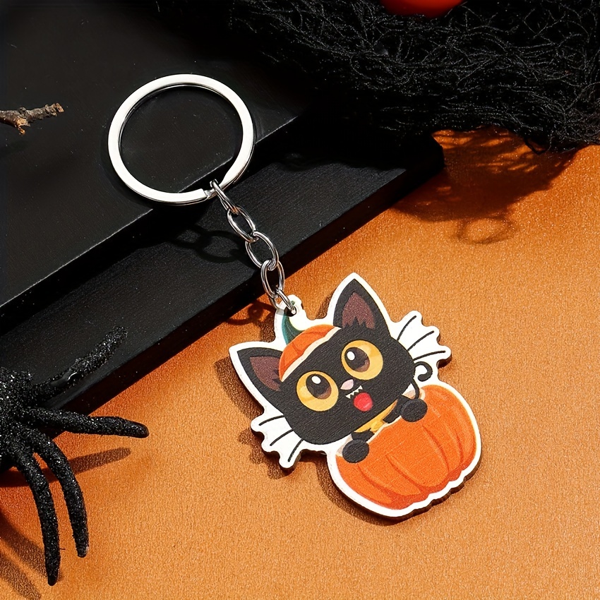 Witch On Broomstick Black Cat Keychain Cute Japanese Anime Key Ring Purse  Bag Backpack Car Key Charm Halloween Accessory Gift - Temu