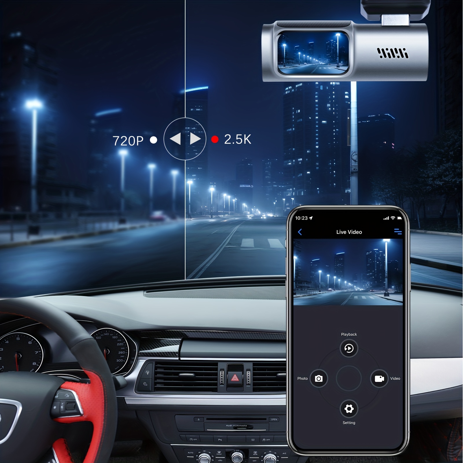 Hd Ips Screen Dash Cam 2k Wifi Front Car Camera Dash Camera, Car Driving  Recorder With App, Gravity Sensor - Temu