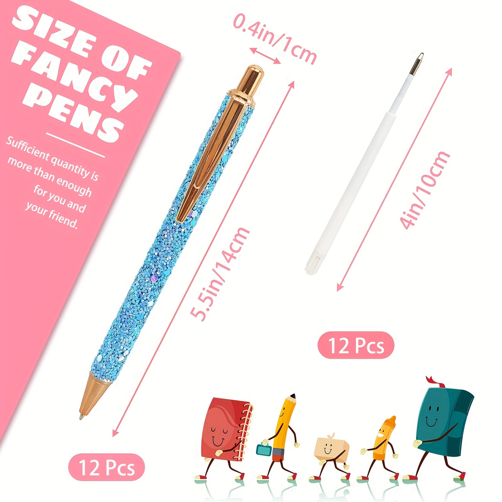 Ballpoint pen set sparkling colorful body funny pen set 14cm