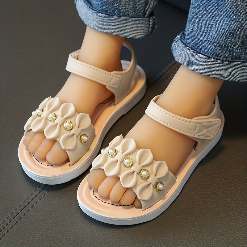 Girls Cute Cartoon Slip Slide Sandals Adjustable Hook Loop - Temu