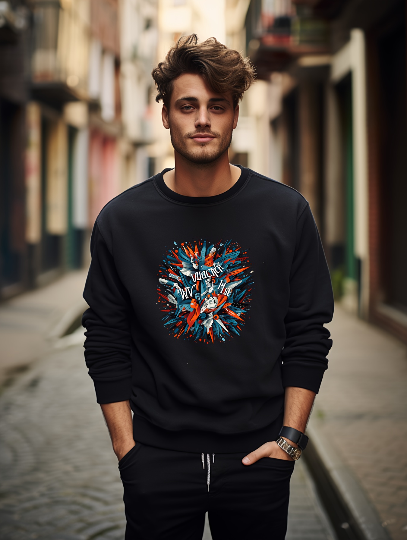 Trendy Solid Sweatshirt Sudadera Cuello En V Hombre Diseño - Temu