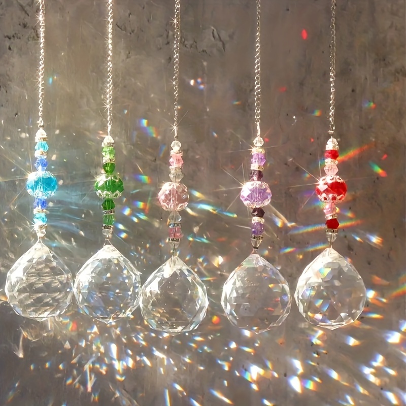Lot de 2 pendentifs attrape-soleil en cristal pour fenêtre - Boule de  prisme en cristal en forme de cœur - Décoration de fenêtre à suspendre -  Boule