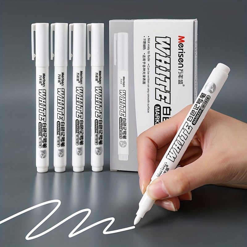 White/black Marker Pen Simple Waterproof Easy To Use - Temu
