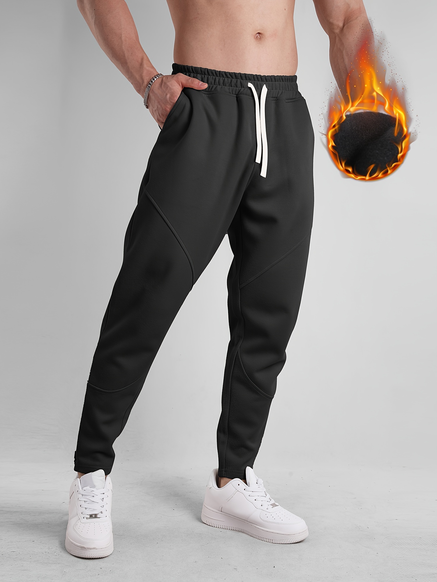 BELOVING Warm Fleece Pants Men Casual Comfortable with Drawstring