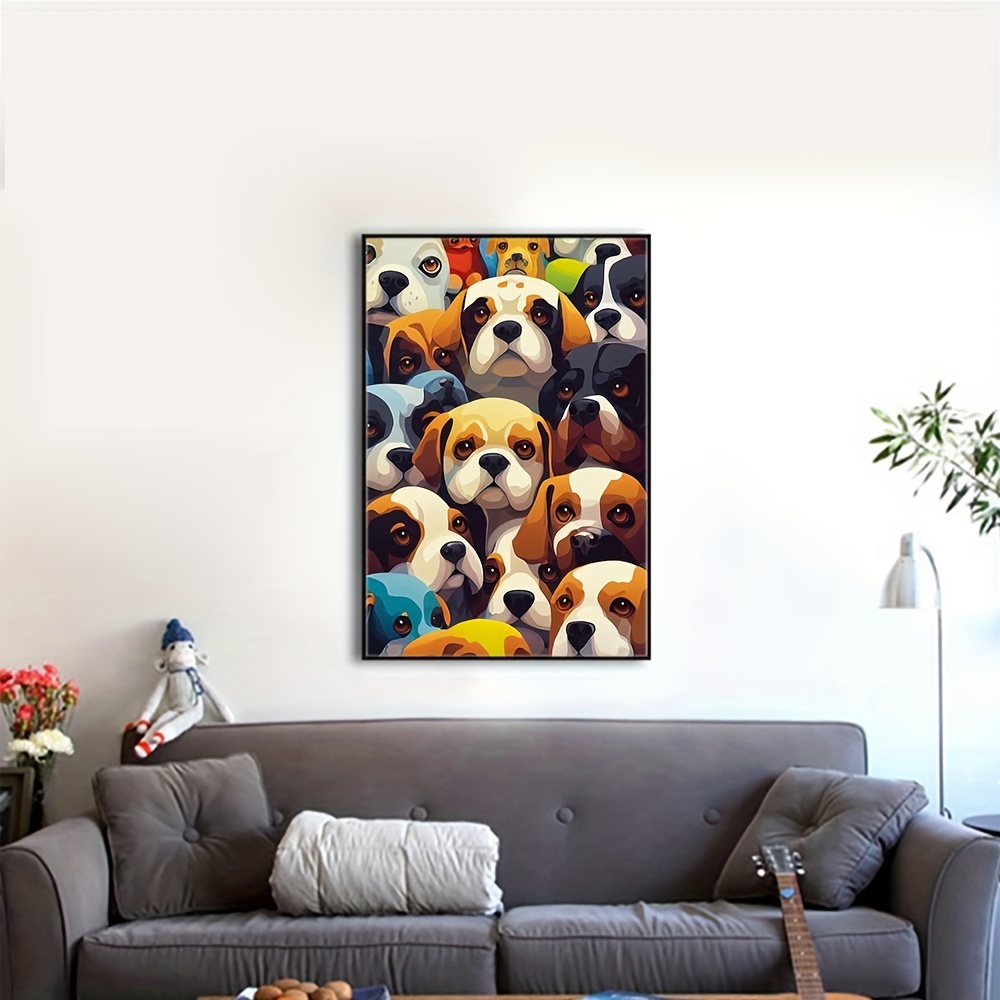 1pc Canvas Poster Cartoon Dog Wall Art Decor For Living Room Temu