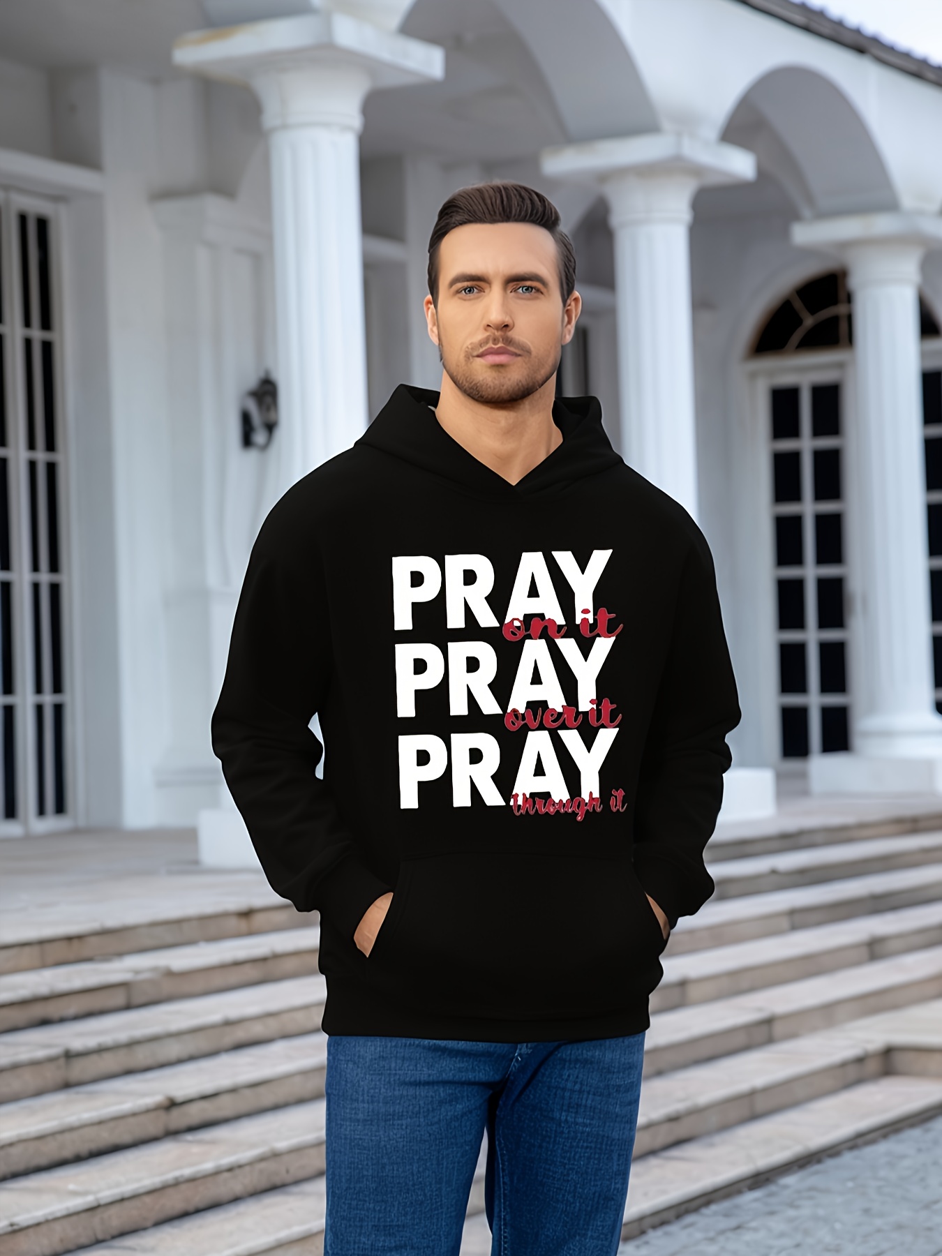 PRAY Impresión Sudadera De Moda Sudadera Con Cuello Redondo - Temu