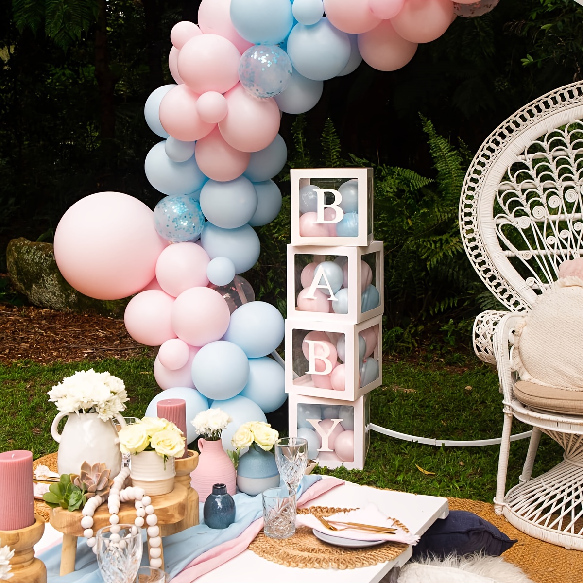 Decoraciones de baby shower para niña, 4 juegos de cajas de globos florales  para bebé con letras de bebé, globos It's A Girl para decoración de baby