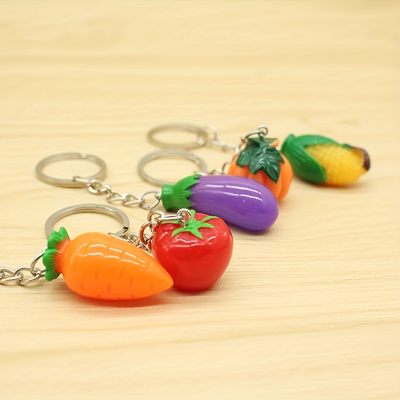 Vegetable Keychain Simulation Carrot Corn Tomato Pumpkin Eggplant Gift