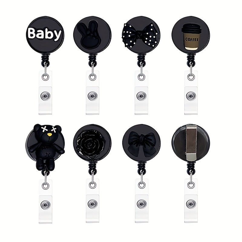 1pc Retractable Badge Reel Clips Id Card Holder Reel With Metal