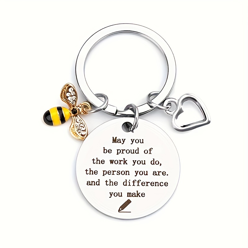 Bee Keychain Inspirational Keyring For Women Men Teacher's Day Graduation  Day Farewell Appreciation Gift Thank You Gifts - Temu