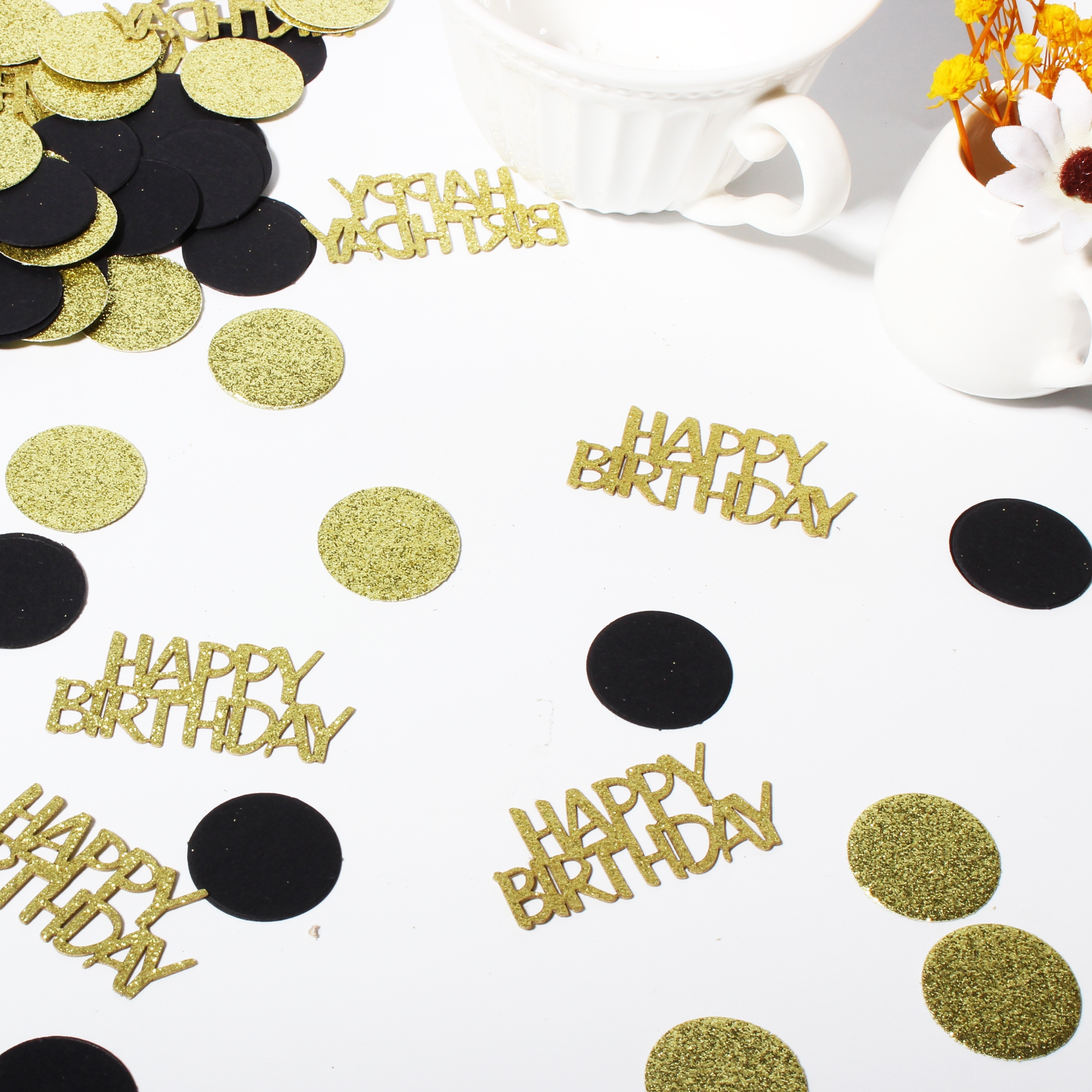 Golden Black Happy Birthday Gift Bags Golden Dot Birthday - Temu