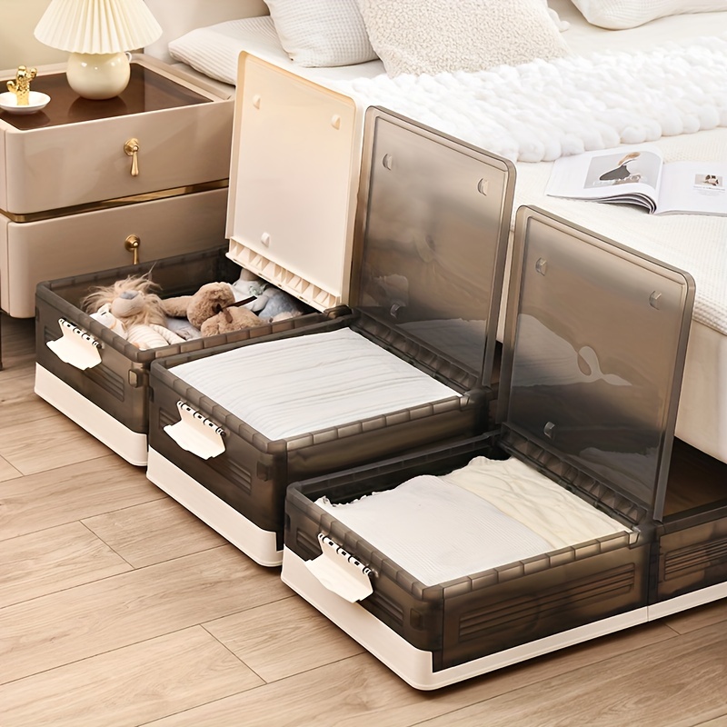  Zerdyne Paquete de 3 cajas de almacenamiento de plástico debajo  de la cama, caja de almacenamiento con ruedas debajo de la cama con tapas,  40 L : Hogar y Cocina