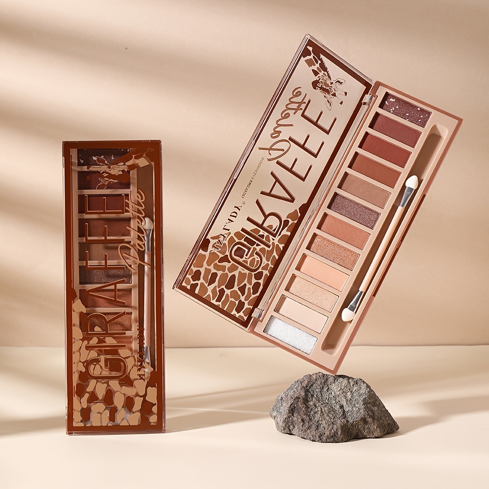 12 Color Eyeshadow Palette With Brush - Long Lasting, Natural & Earth Tones