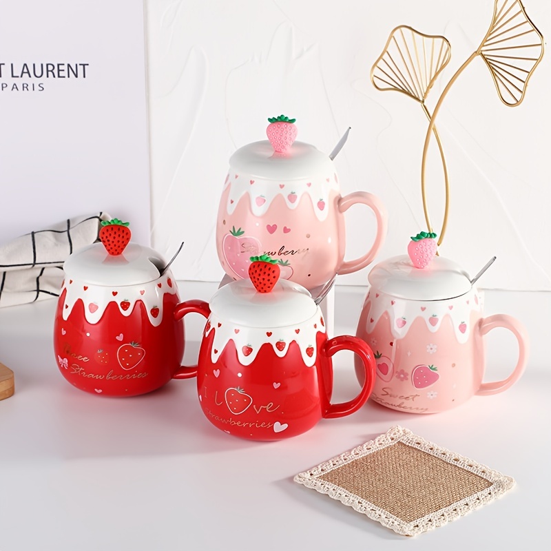 1PC 300ml 10oz Creative Heat Resistant Transparent Strawberry Cute