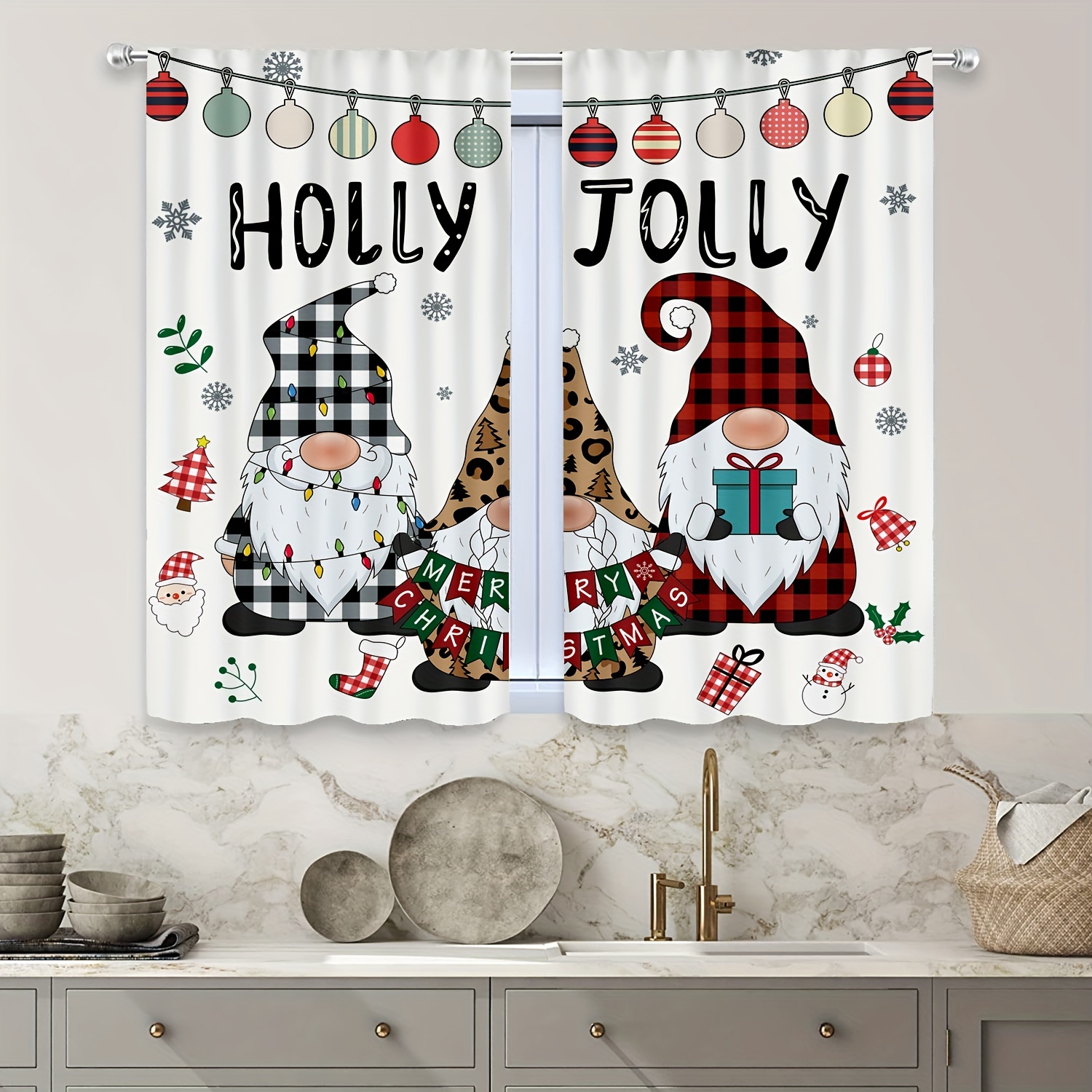 2 Panels Christmas Snowflake Curtains Red Study Room Kitchen - Temu