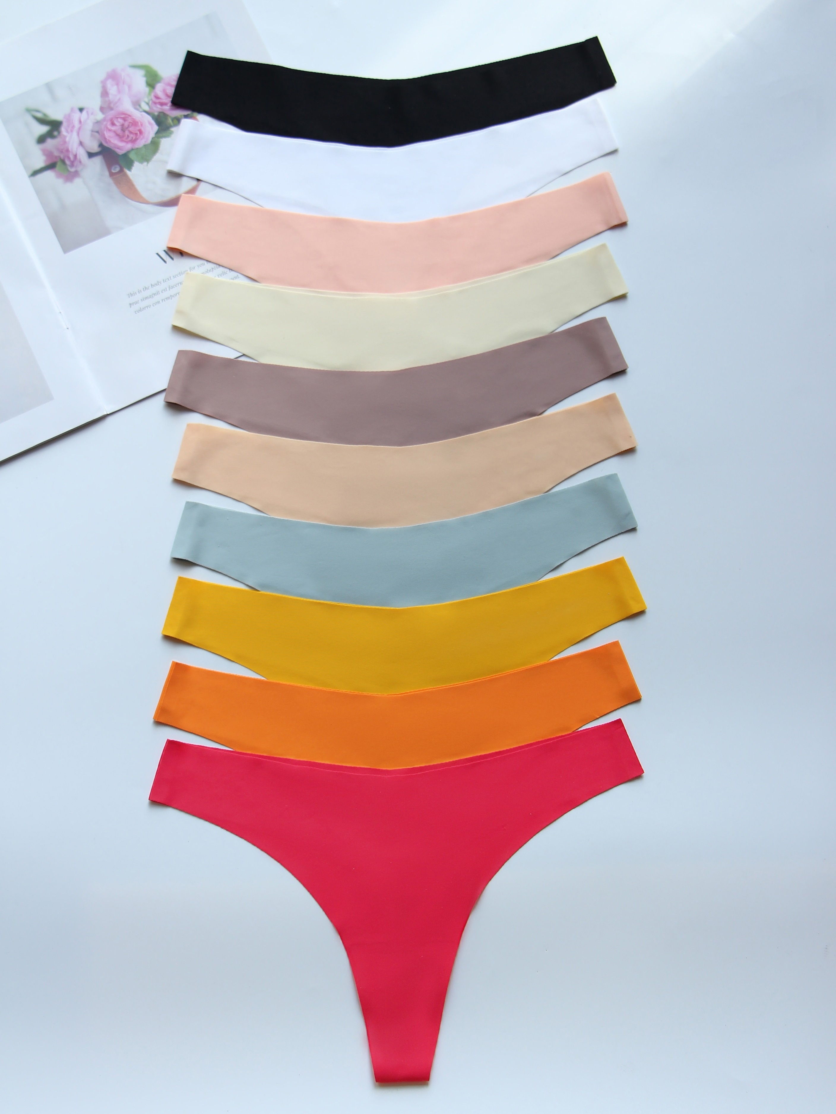 5pcs Semi sheer Seamless Cotton Thong Panties Skin friendly - Temu