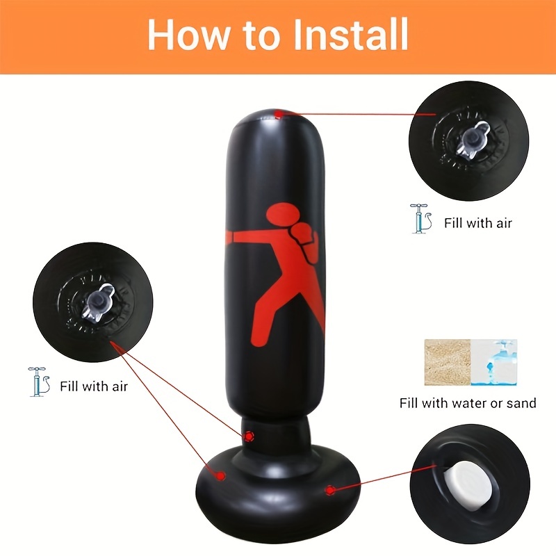 Premium Punching Bag Set Inflatable Bag Stand Daily Boxing Temu