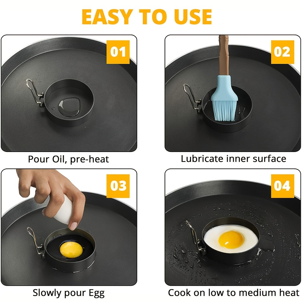 Egg Rings Mold for Cooking, Stainless Steel Round Egg Cooker Ring