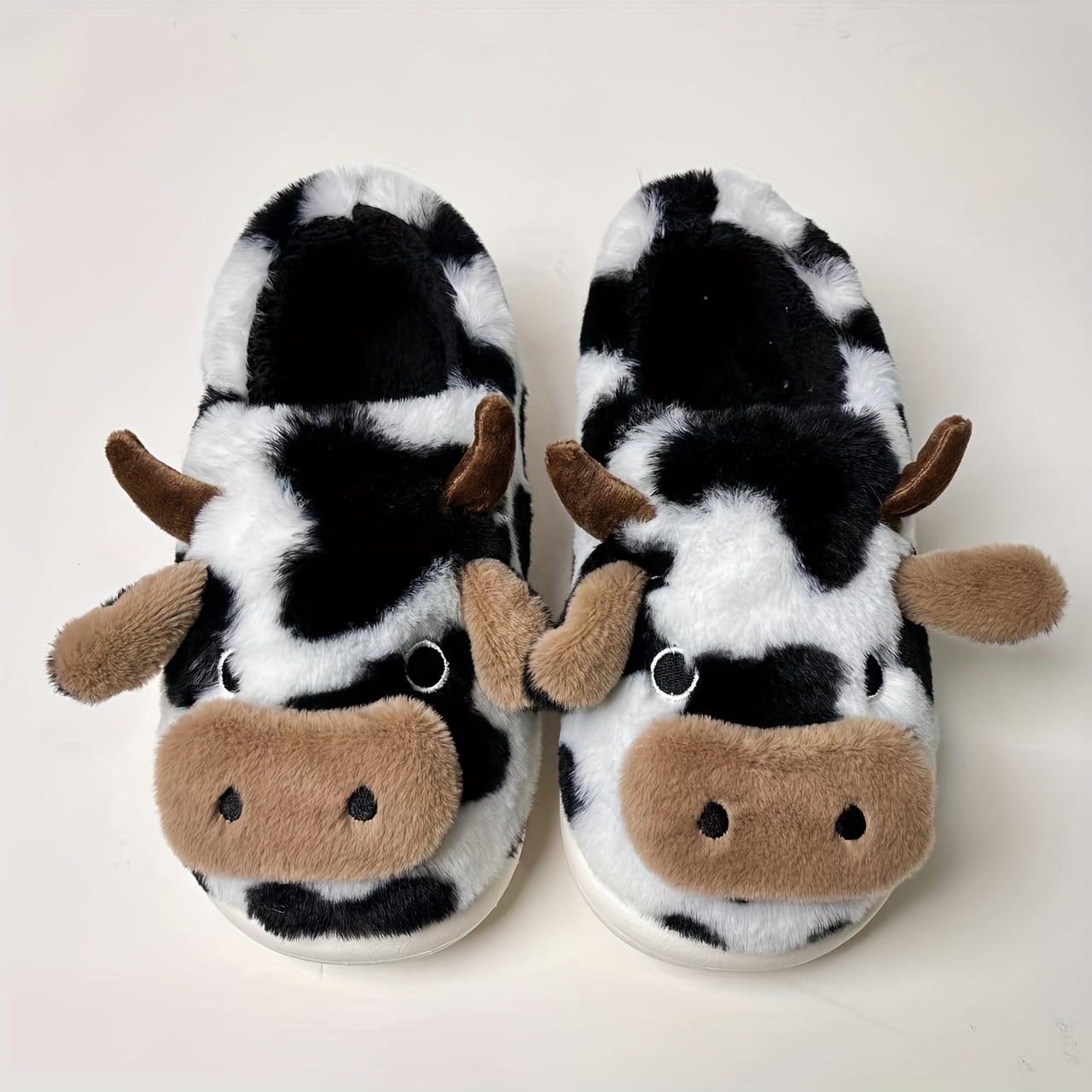 Cute Cow Slippers Plush Cozy House Slippers Anti Skid Slip On
