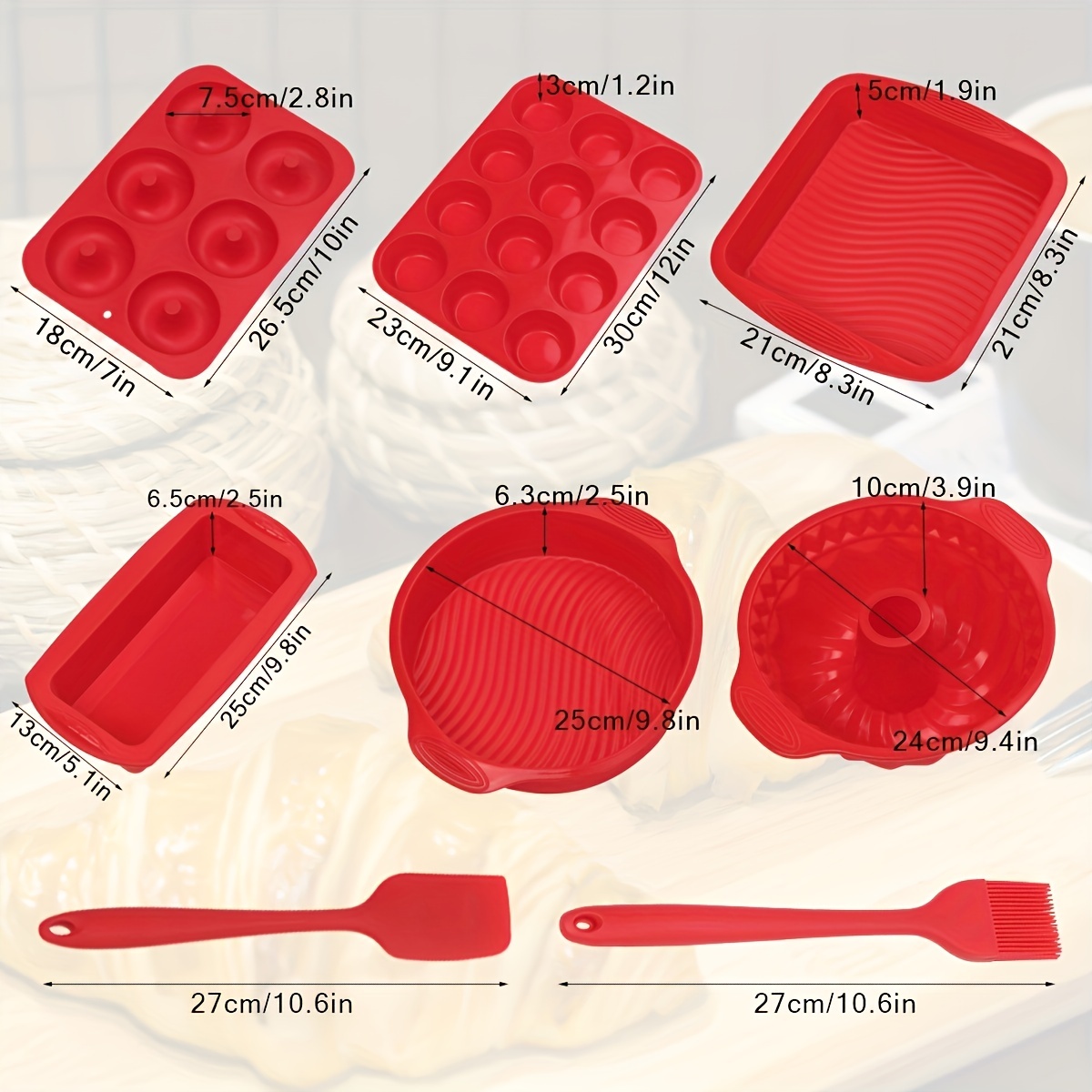 8pcs Nonstick Silicone Baking Pans Set Includes Bread Loaf - Temu