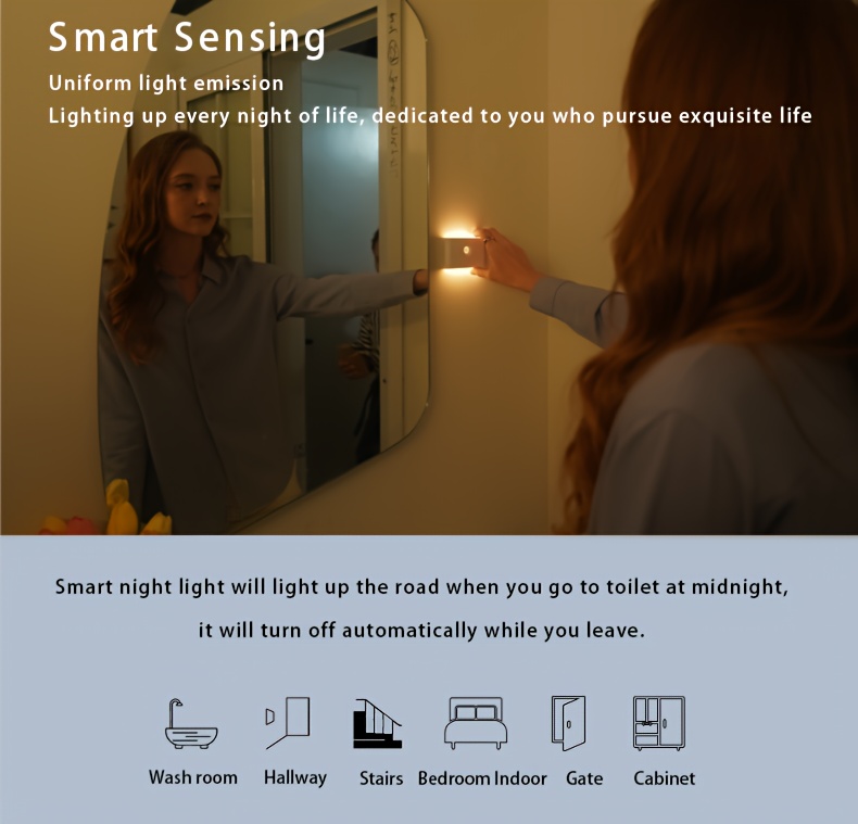 christmas gift night light with built in 300mah battery human body sensing motion detection and light sensing power switch details 2