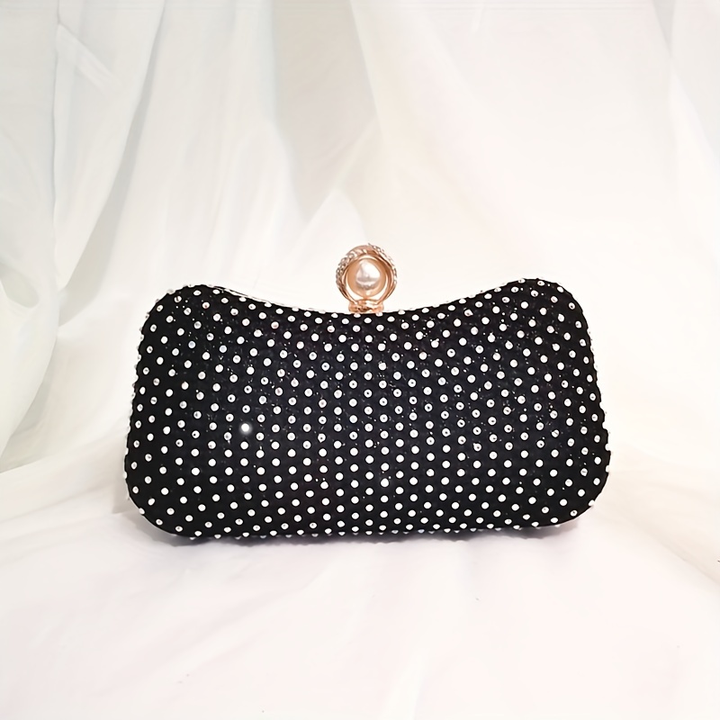 Luxury Designer Polka Dot Shoulder Bag Pearl Handle Evening Clutch