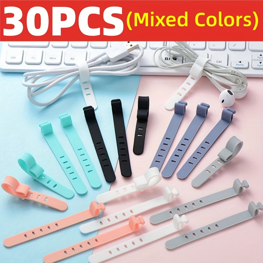 60/30/10pcs Silicone Cable Management Travel Reusable Usb Wire Ties Cable Winder Organizer Storage Bag