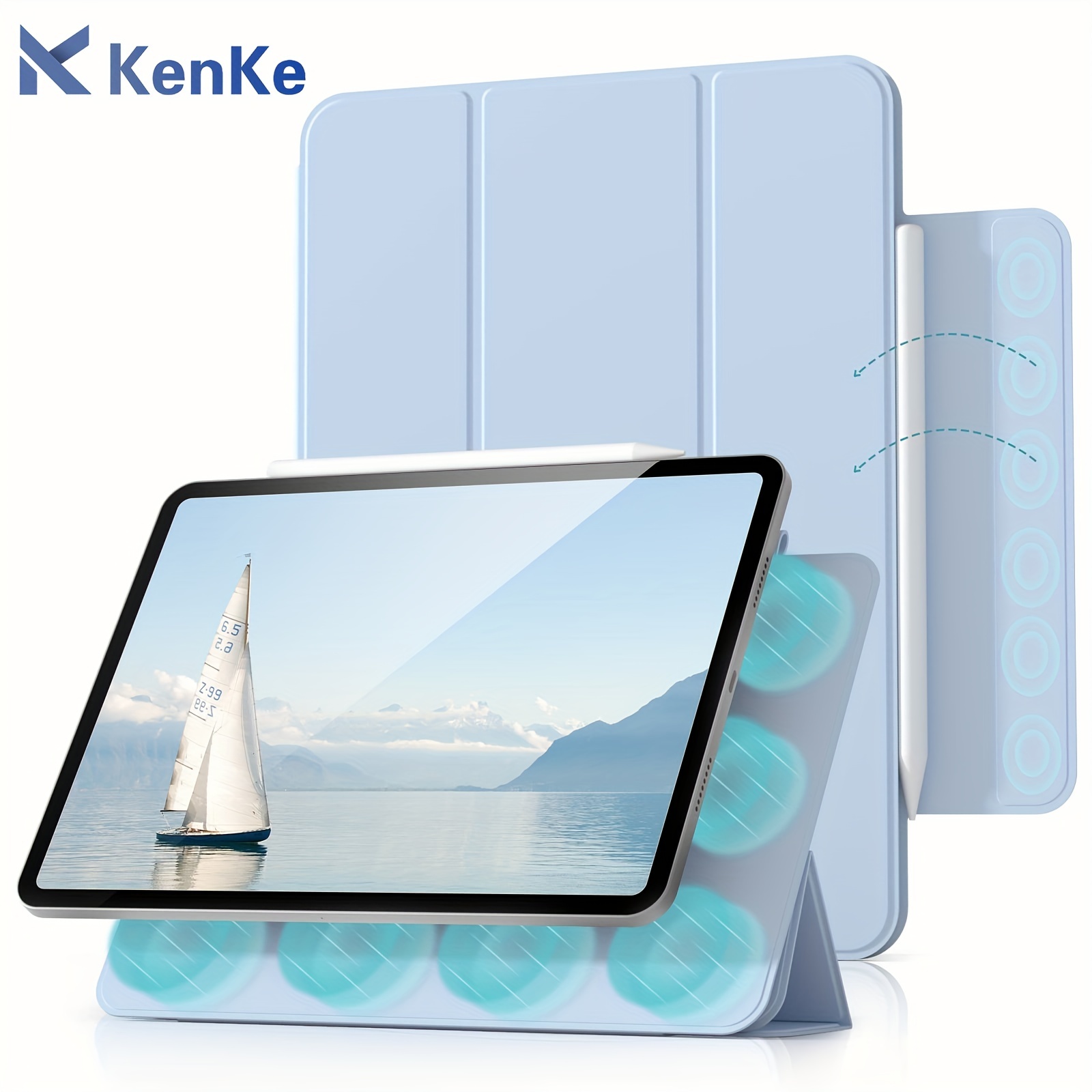 Kenke Case Patented Product Magnetic Double-sided Clip Borderless Case For  Ipad Air 5th Air 4th Generation 2022 2020 Ipad 10 Generation 3-in-1  Detachable Frameless Case Support Pencil Charging Auto Wake/sleep Rebound  Magnetic