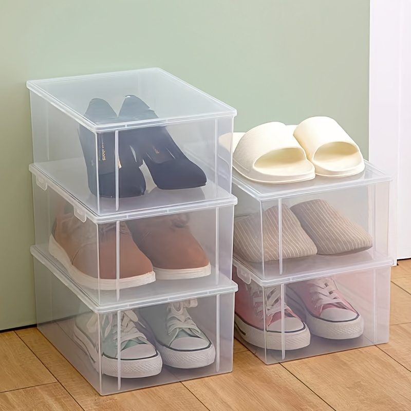 Extra Large Shoe Storage Box, Clear Plastic Stackable Shoe Organizer for  Closet