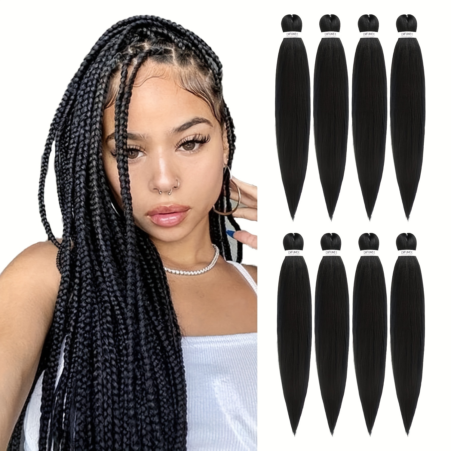 Pre-Stretched Braiding Hair - 30 Inch Natural Hair Extension Braiding Hair  Pre-Stretched Professional Synthetic Fiber Crochet Hair Hot Water Setting