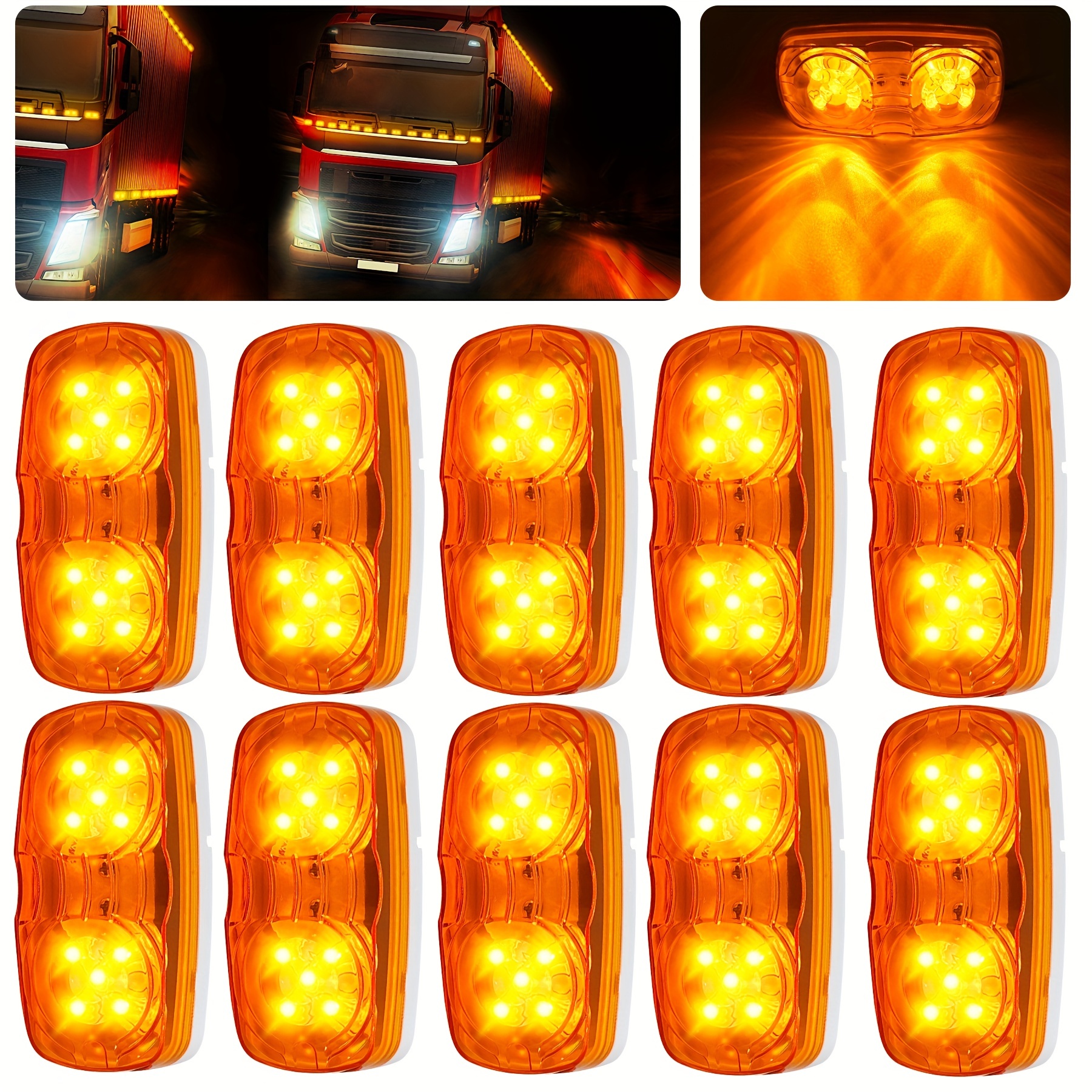 Led 12v 24v Feux Lampe Lateral pour Remorque Camion Orange