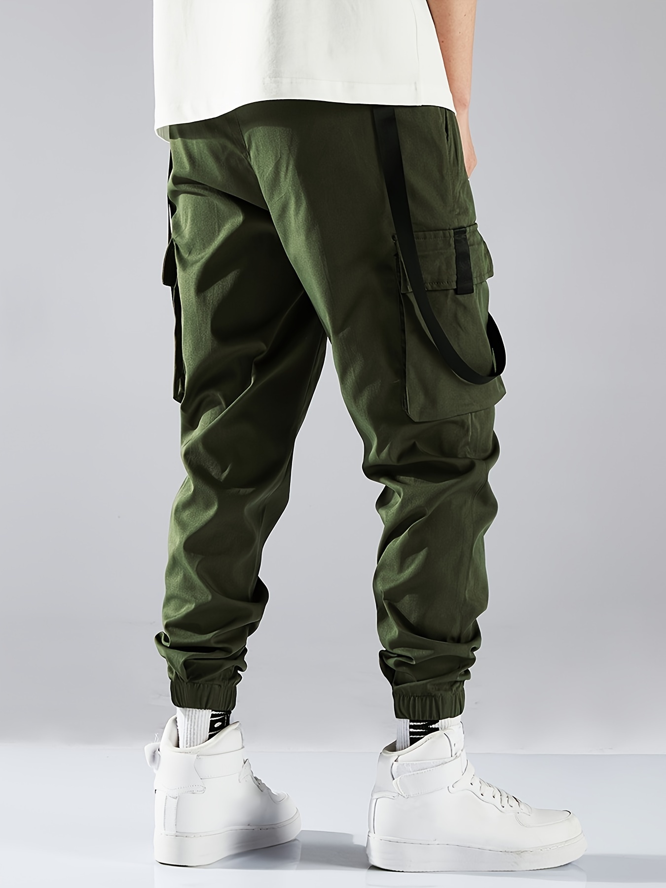 Side Flap Pocket High Waist Denim Cargo Pants Light Washed - Temu Canada