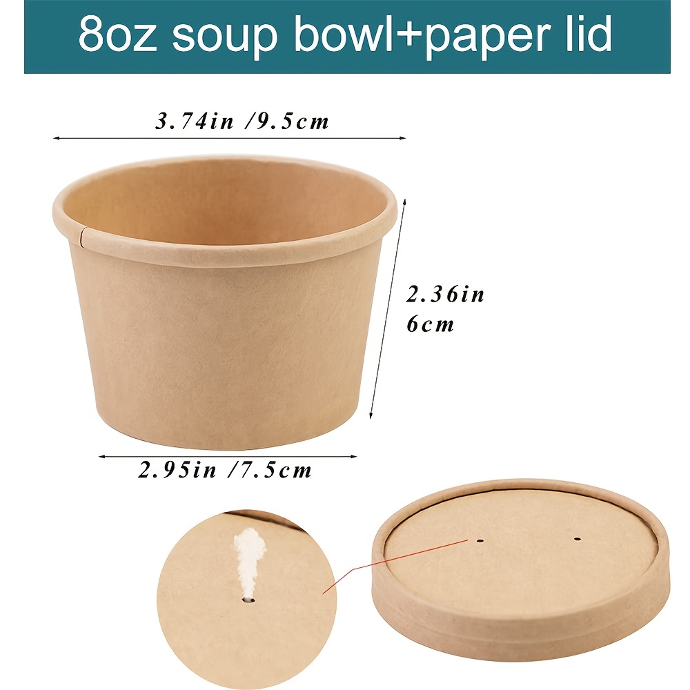 Paper Soup Containers With Lids Disposable Kraft Food Cups - Temu