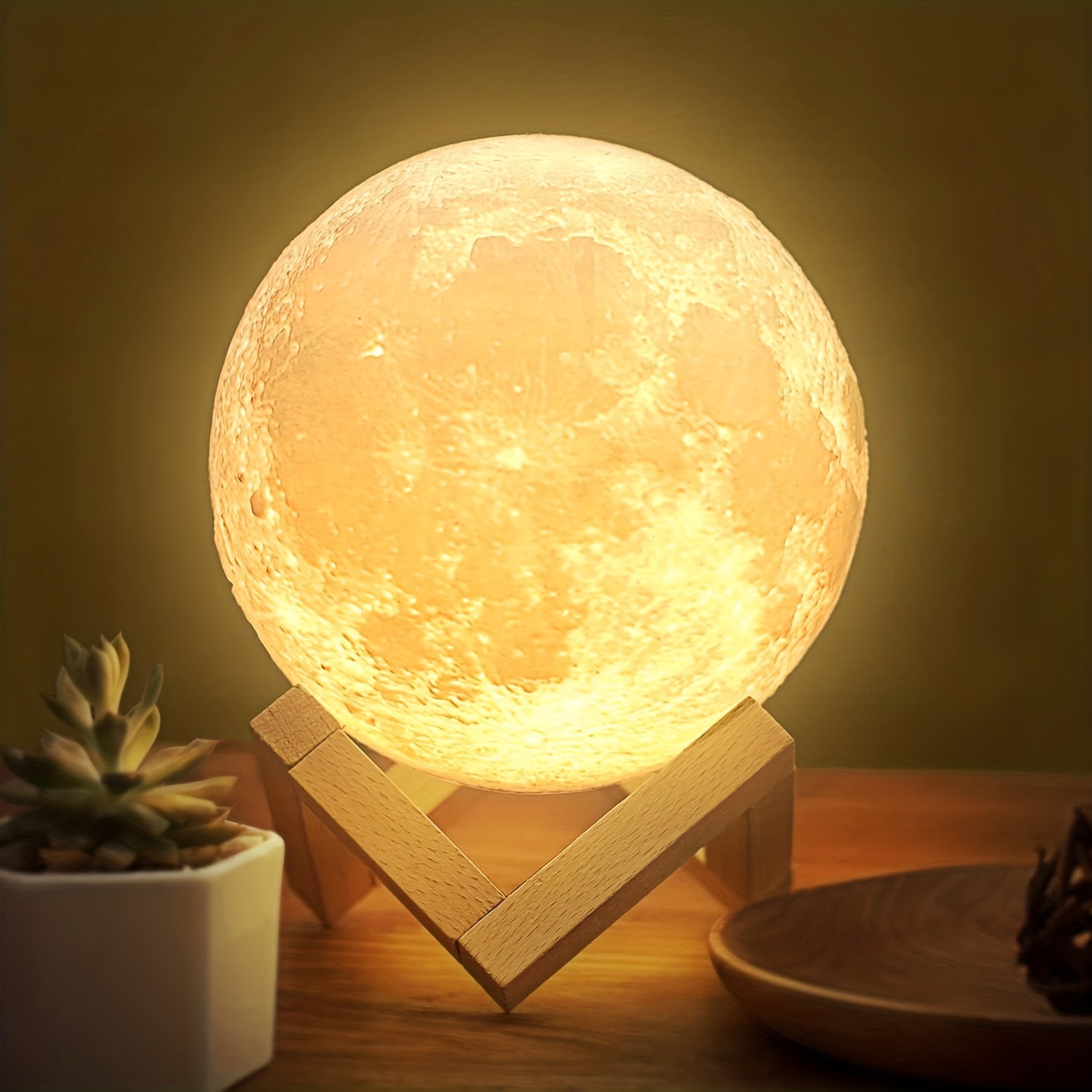 LOGROTATE Moon Lamp, 16 Colors LED Night Light 3D Printing Moon Light with  Stand & Remote/Touch Control and USB Rechargeable, Moon Light Lamp for Kids