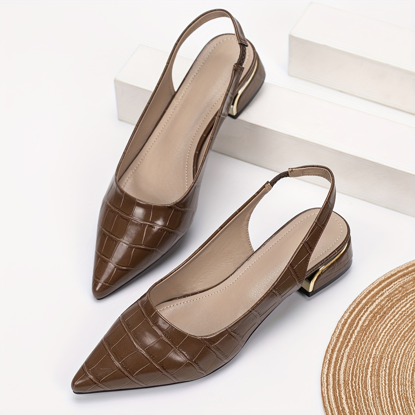 Women's Slingback Flat Shoes, All-Match Pointed Toe Elastic Band Shoes,  Casual Slip On Summer