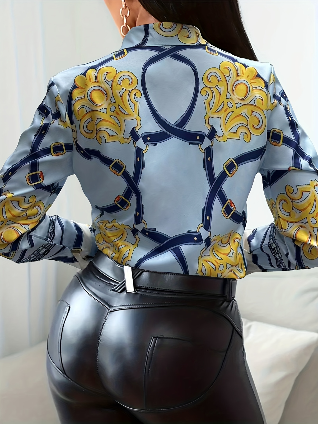 Floral Print Shirt Elegant Button Front Long Sleeve Shirt - Temu