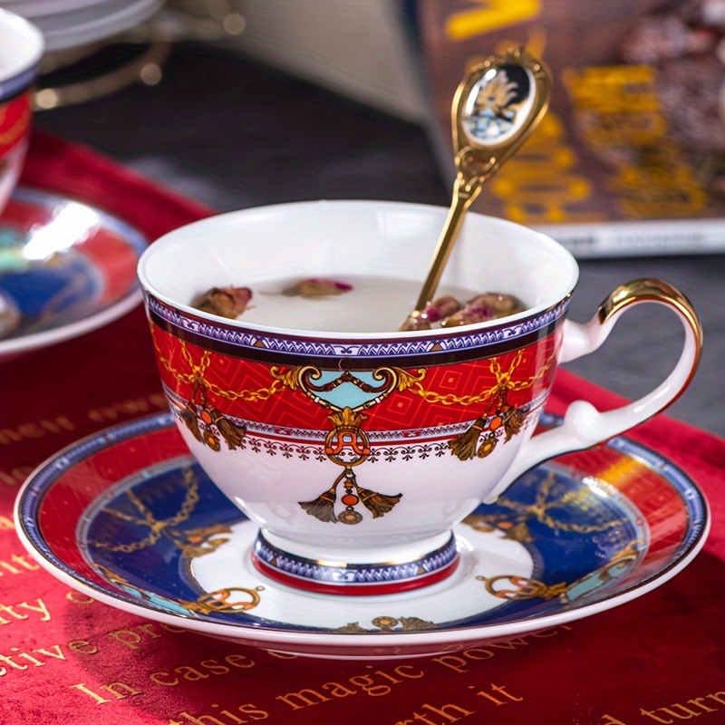 Set, European Style Teacup And Saucer, Ceramic Coffee Cup And Saucer Plate,  Vintage Drinking Cups For Breakfast, Tea Party, Afternoon Tea, Home, Garde