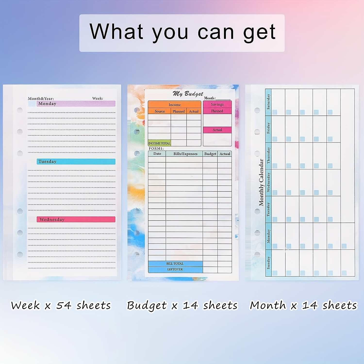 A6 Budget Planner Refill 85 Colorful Sheets Inserts for A6 Budgets